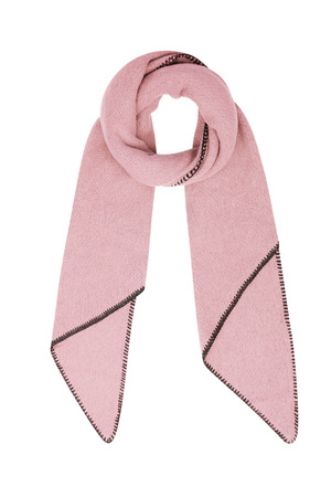 Wintersjaal eenkleurig met zwarte stiksels - roze h5 