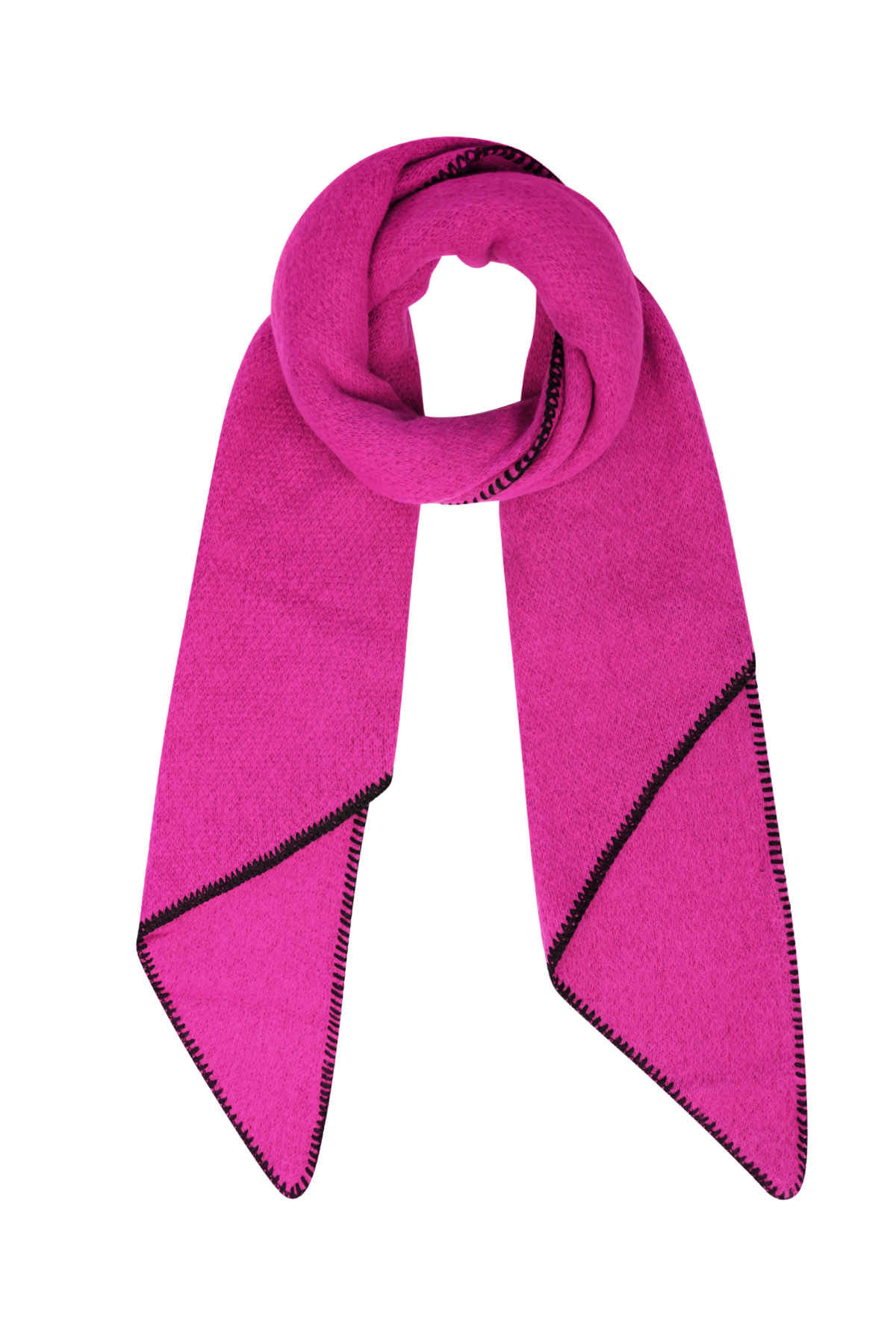 Winter scarf single-colored with black stitching - fuchsia 