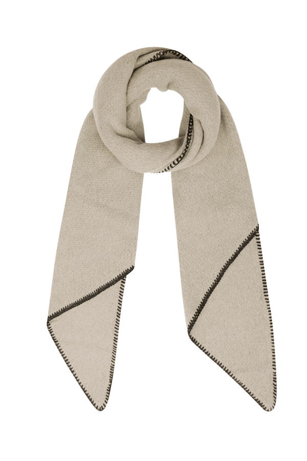 Winter scarf single-colored with black stitching - beige