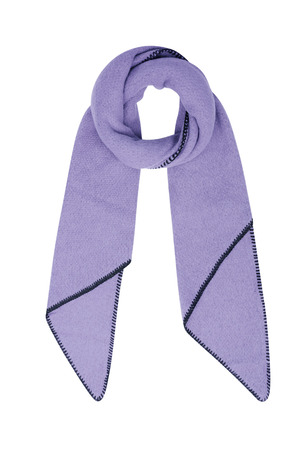 Winter scarf single-colored with black stitching - lilac h5 