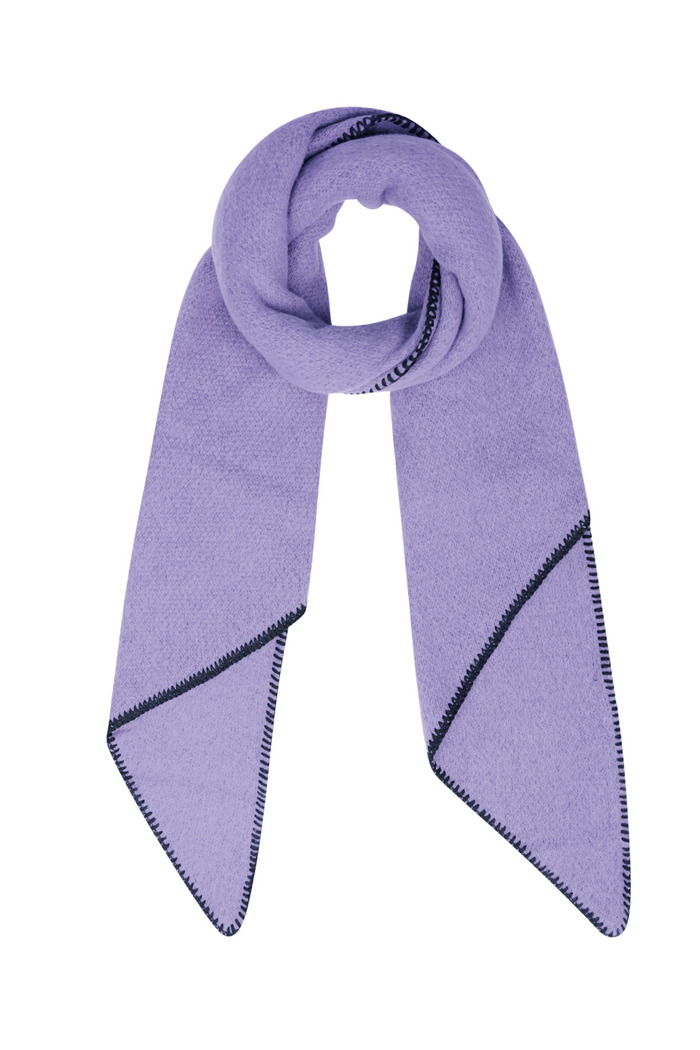 Winter scarf single-colored with black stitching - lilac 