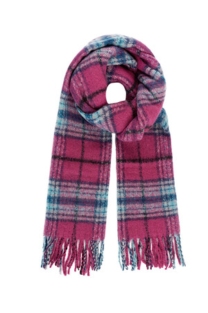 Winter scarf large checked print - fuchsia h5 