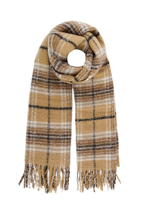 Winter scarf large checked print - camel h5 