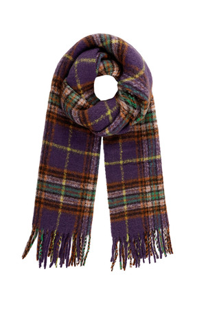 Winter scarf large diamond print - purple h5 