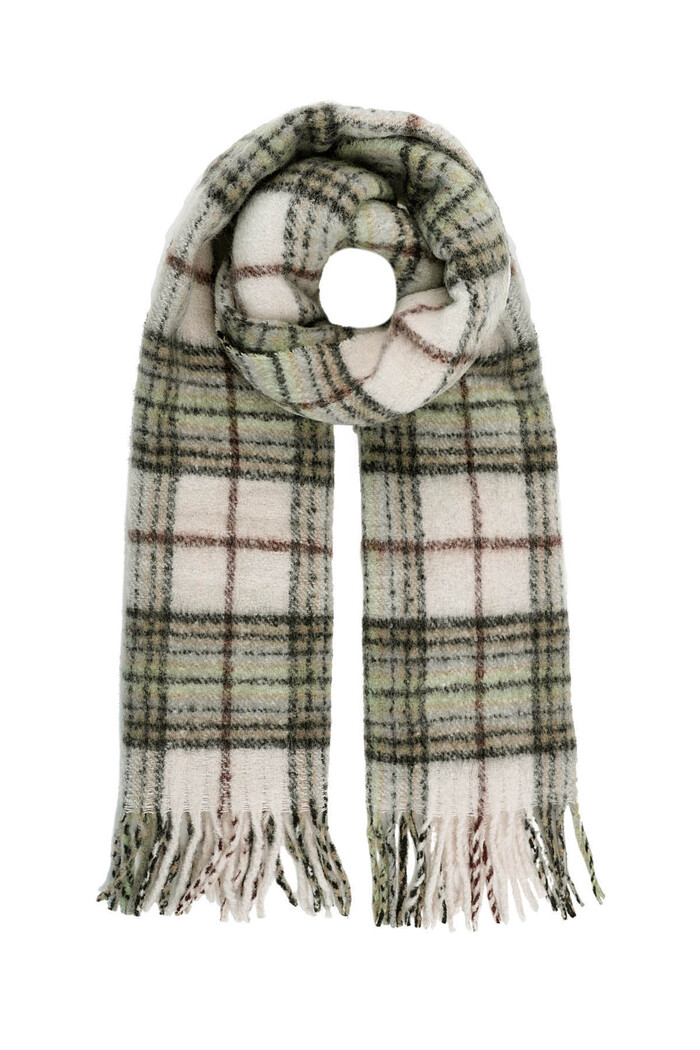 Winter scarf large checked print - white 