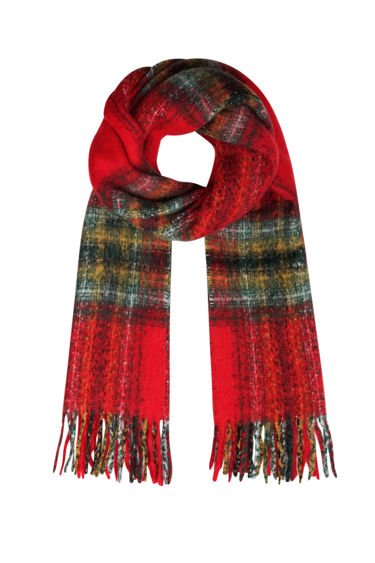 Sjaal kleurrijk streep detail - rood