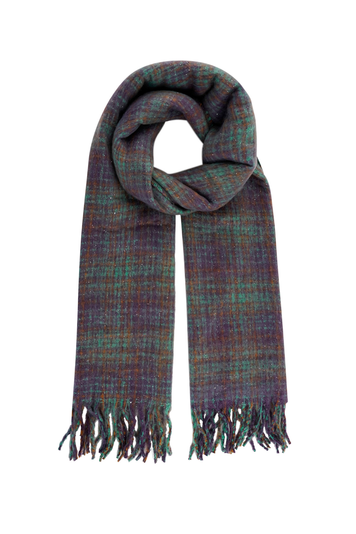 Calda sciarpa invernale a quadri - verde viola h5 