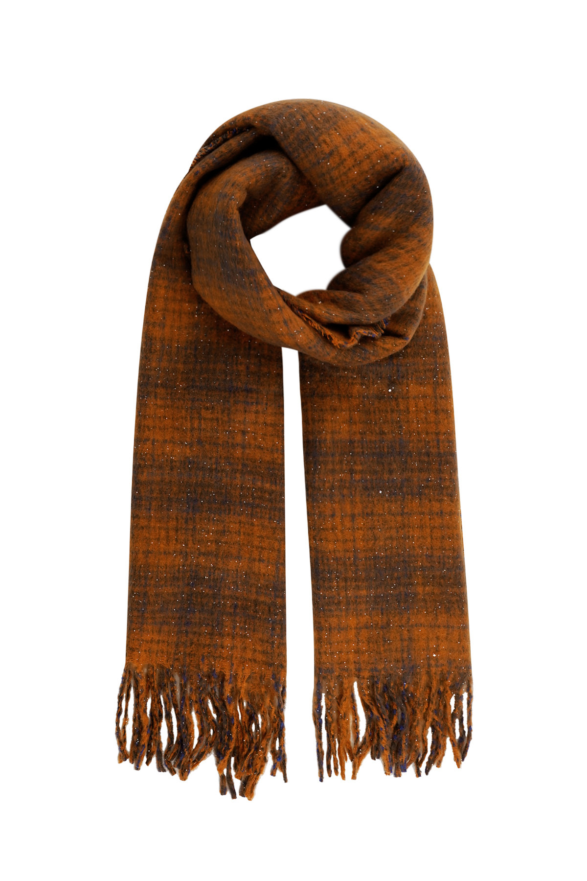 Checked warm winter scarf - orange 