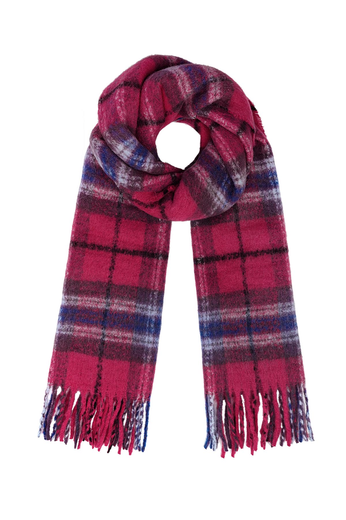 Scarf colorful check - red