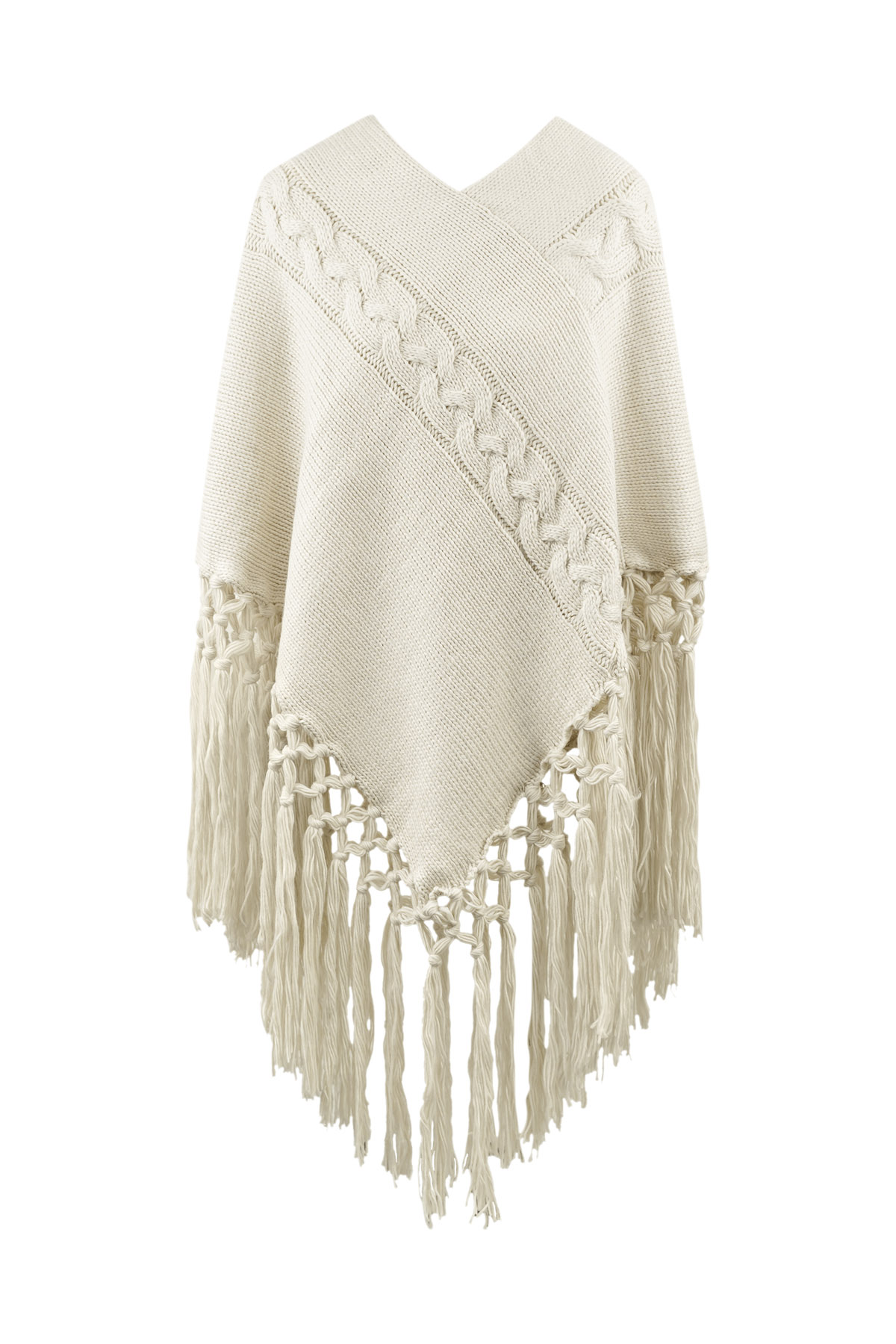 Poncho with strings - white