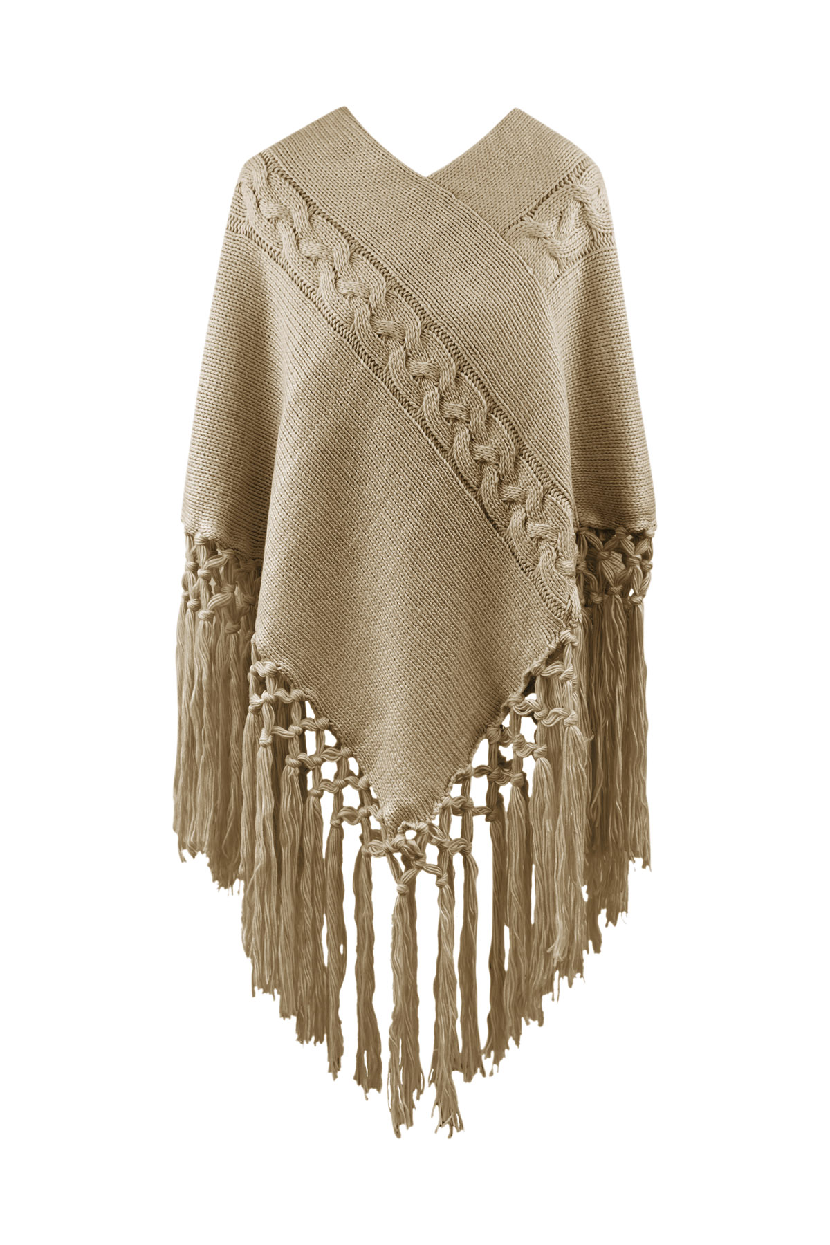 Poncho with strings - camel h5 