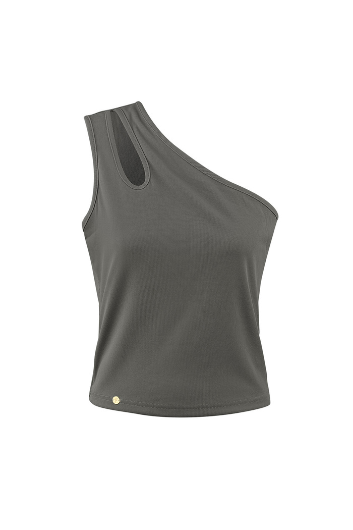 One shoulder top - dark gray - S 