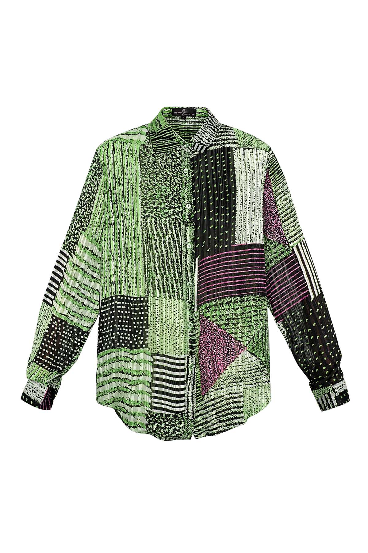 Üstü yeşil baskılı bluz 