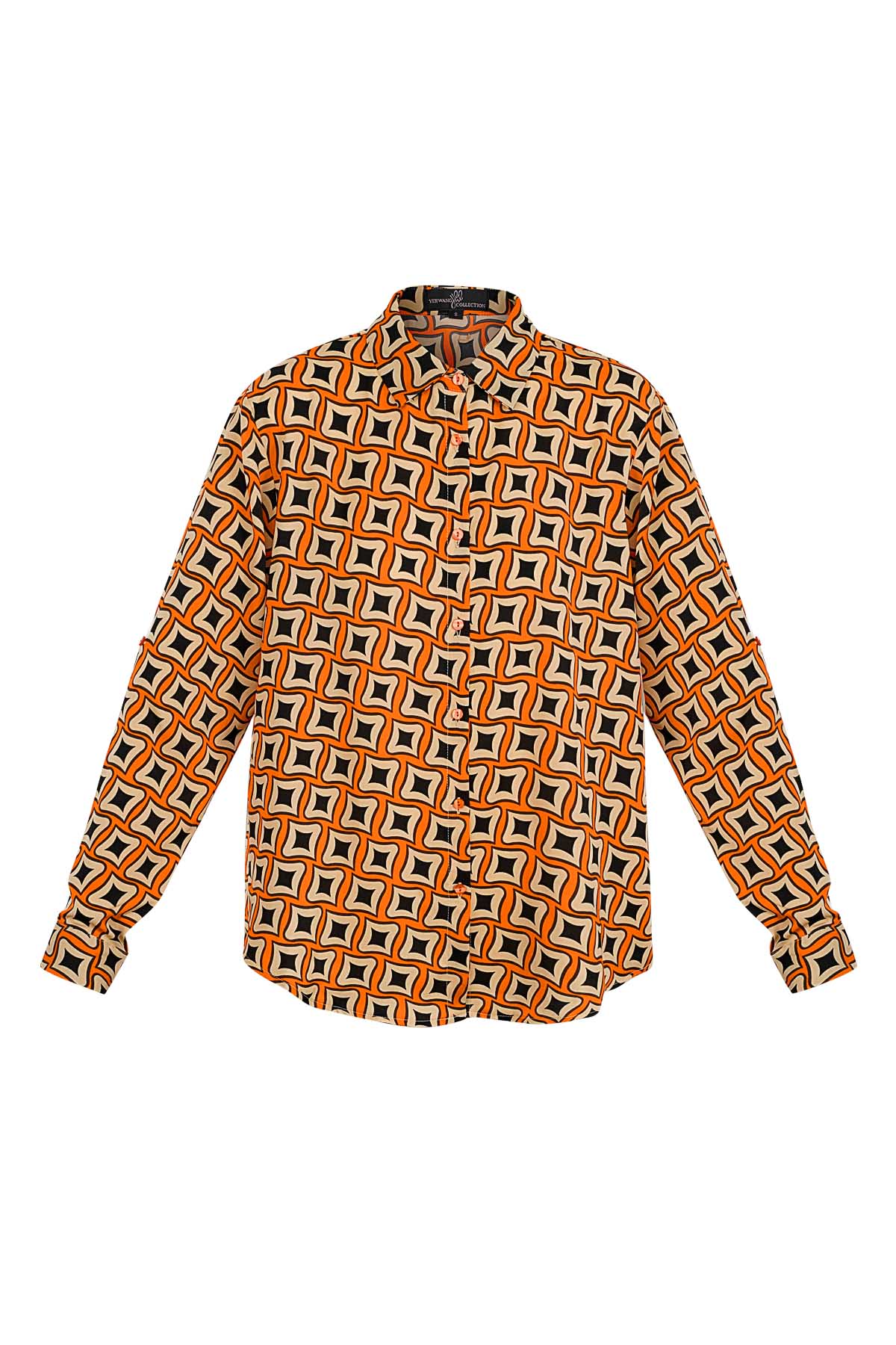 Bluse mit Retro-Print - Orange 2