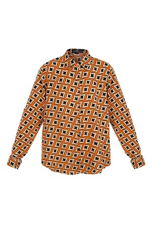 Bluse mit Retro-Print - Orange h5 