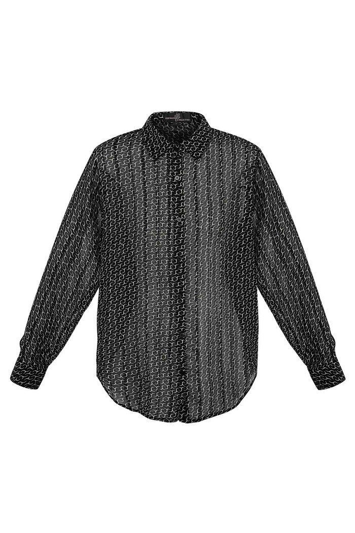 Bluz bağlantı desenli - siyah 