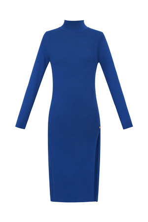 Midi jurk met split - blauw h5 
