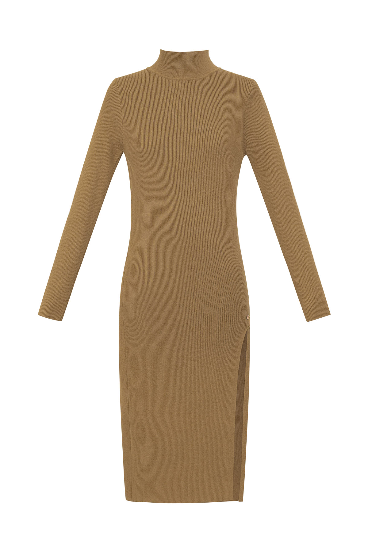 Midi dress with slit - beige h5 