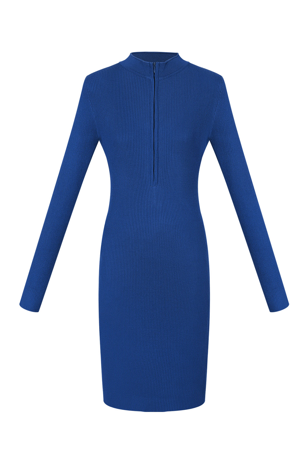 Midi dress with zipper - blue