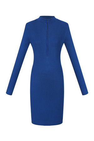 Fermuarlı midi elbise - mavi h5 
