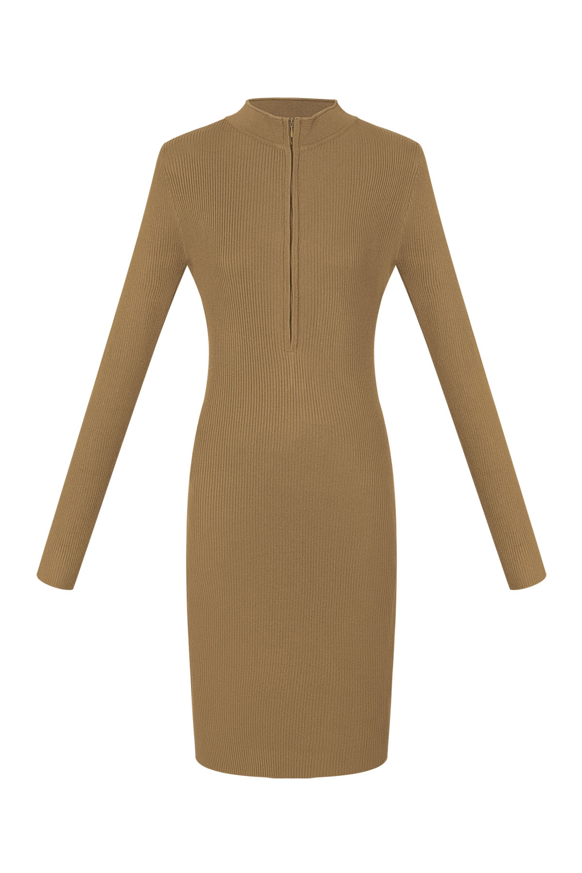 Midi dress with zipper - beige 2