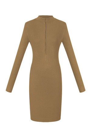 Midi dress with zipper - beige h5 