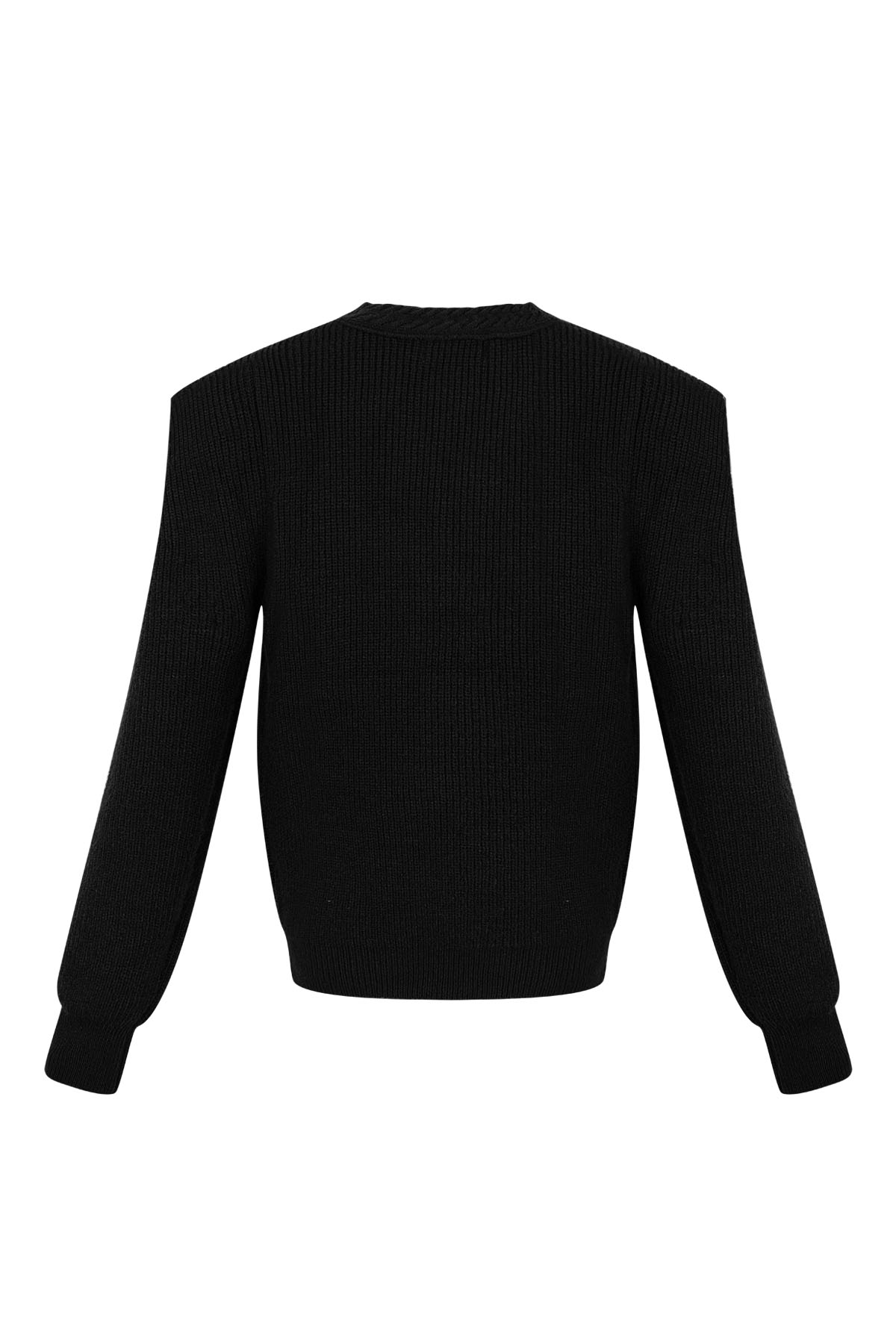 Pull tricoté col V - noir Image8