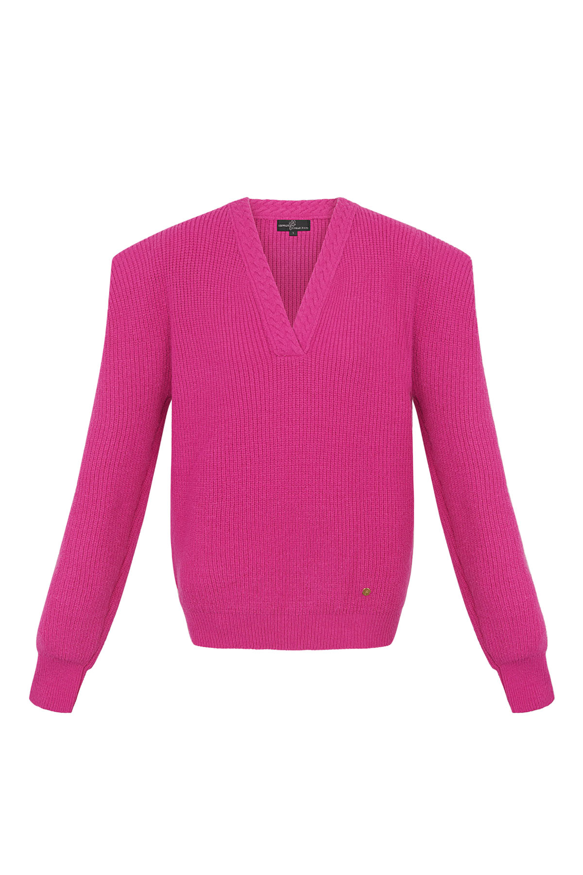 Knitted sweater v-neck - fuchsia - SM h5 