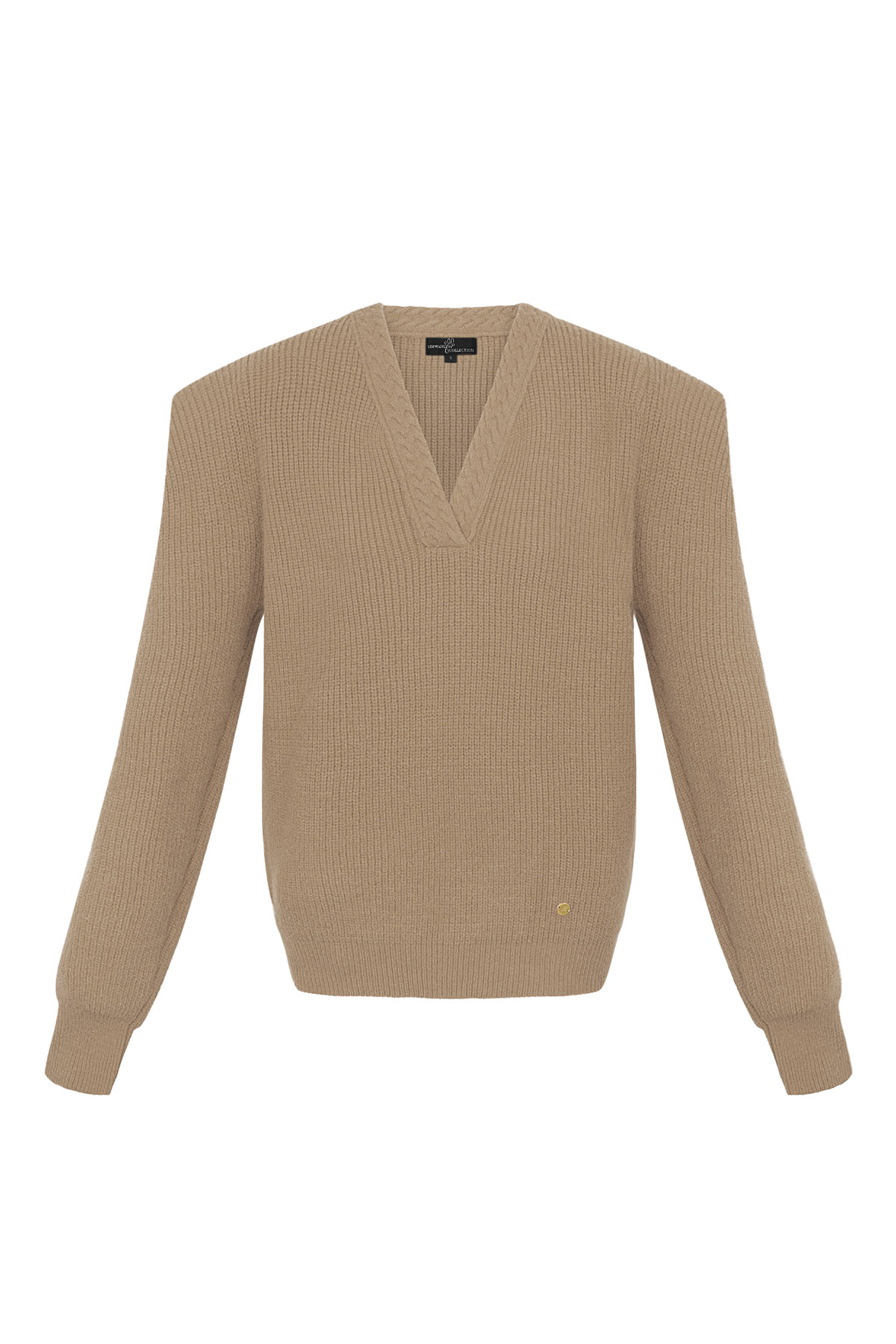 Strickpullover mit V-Ausschnitt – Beige