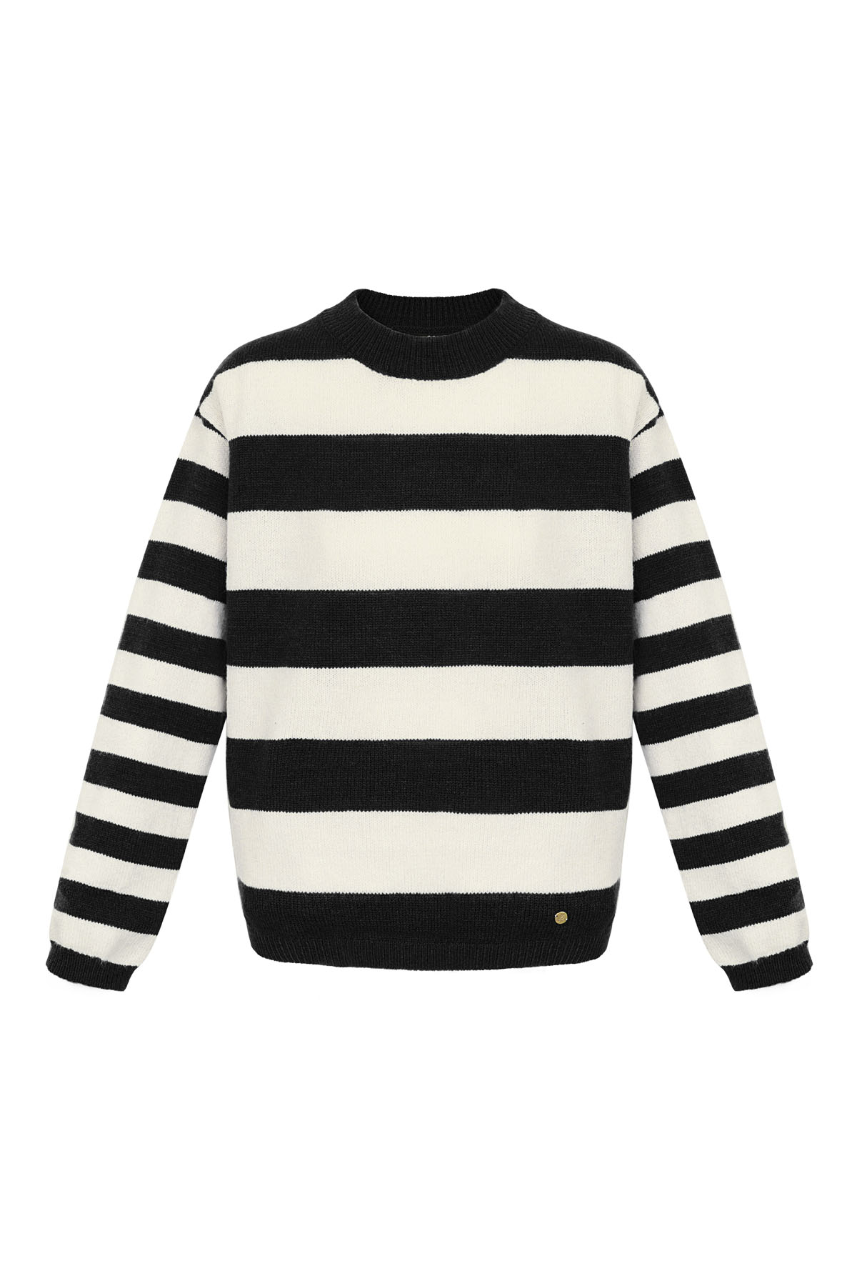 Knitted striped sweater - black and white