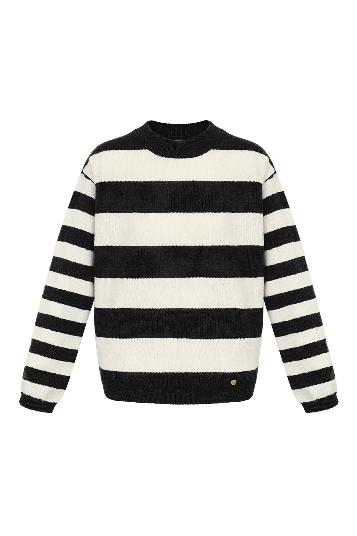 Knitted striped sweater - black and white 2