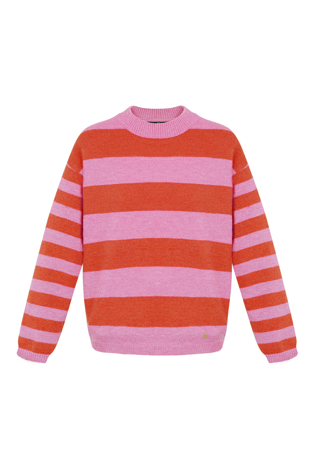 Knitted striped sweater - pink red h5 