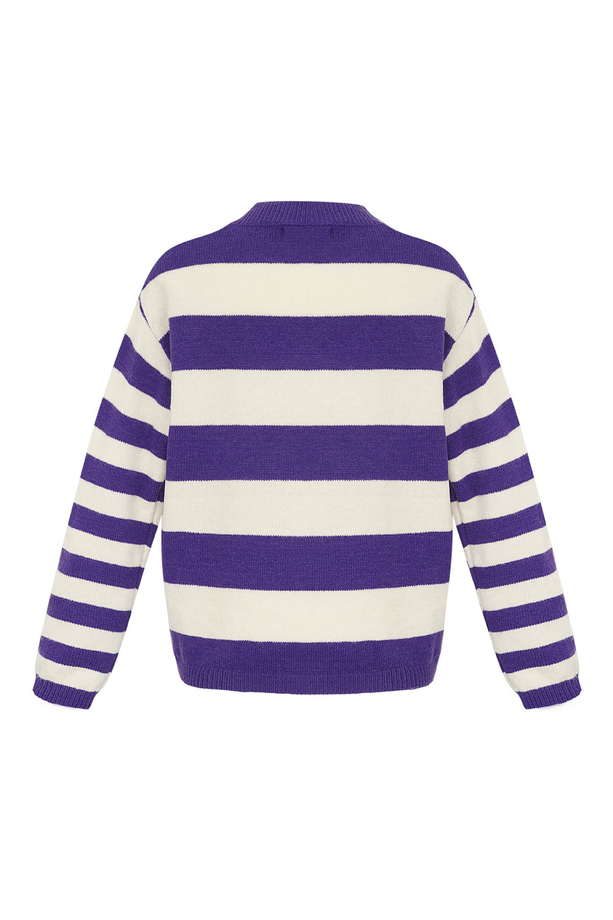 Knitted striped sweater - purple white h5 Picture8