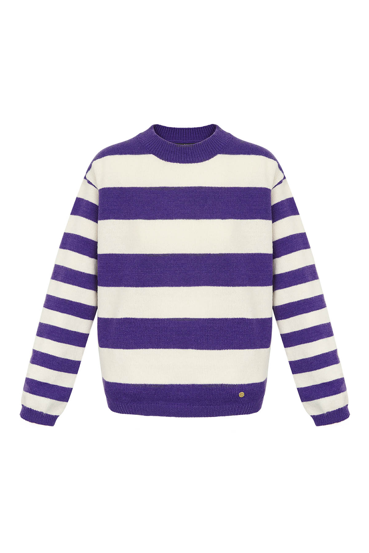Knitted striped sweater - purple white