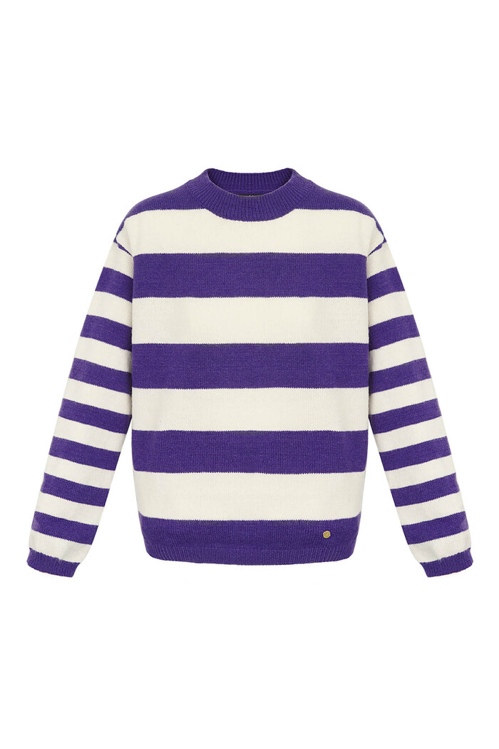 Pull rayé tricoté - violet blanc 