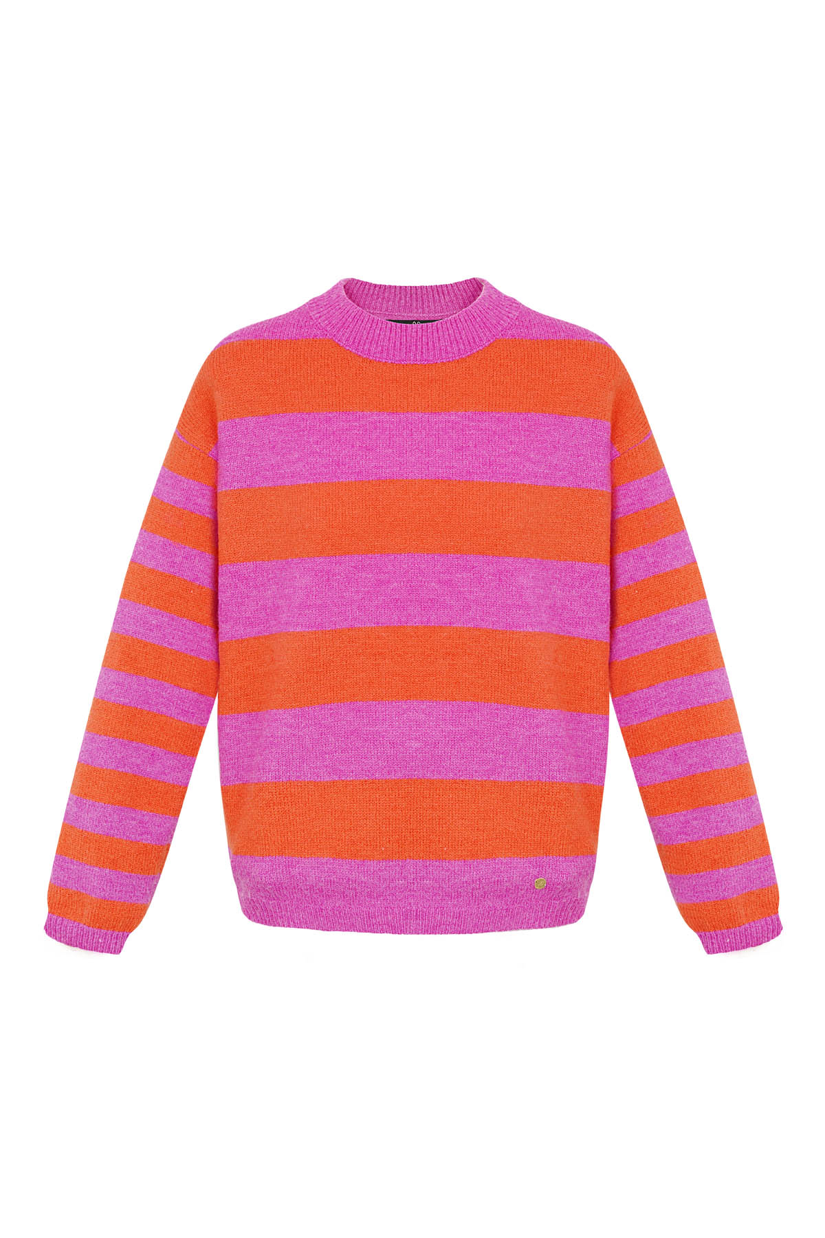 Knitted striped sweater - pink orange h5 