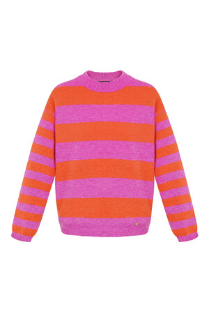 Gebreide gestreepte sweater - roze oranje h5 