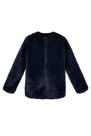 Faux fur coat - dark blue h5 