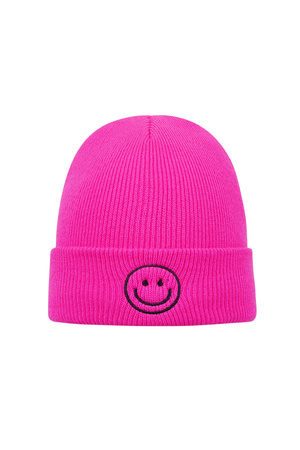 Colorful beanie with smiley - fuchsia h5 