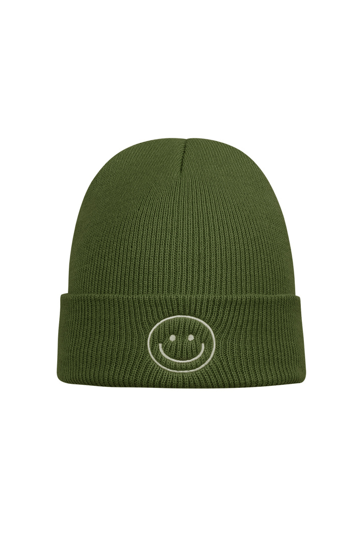 Colorful beanie with smiley - green 