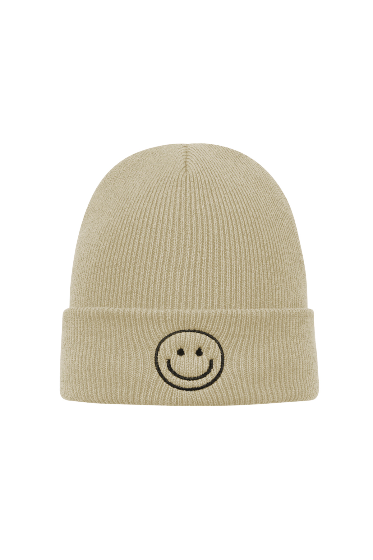 Bunte Mütze mit Smiley – beige