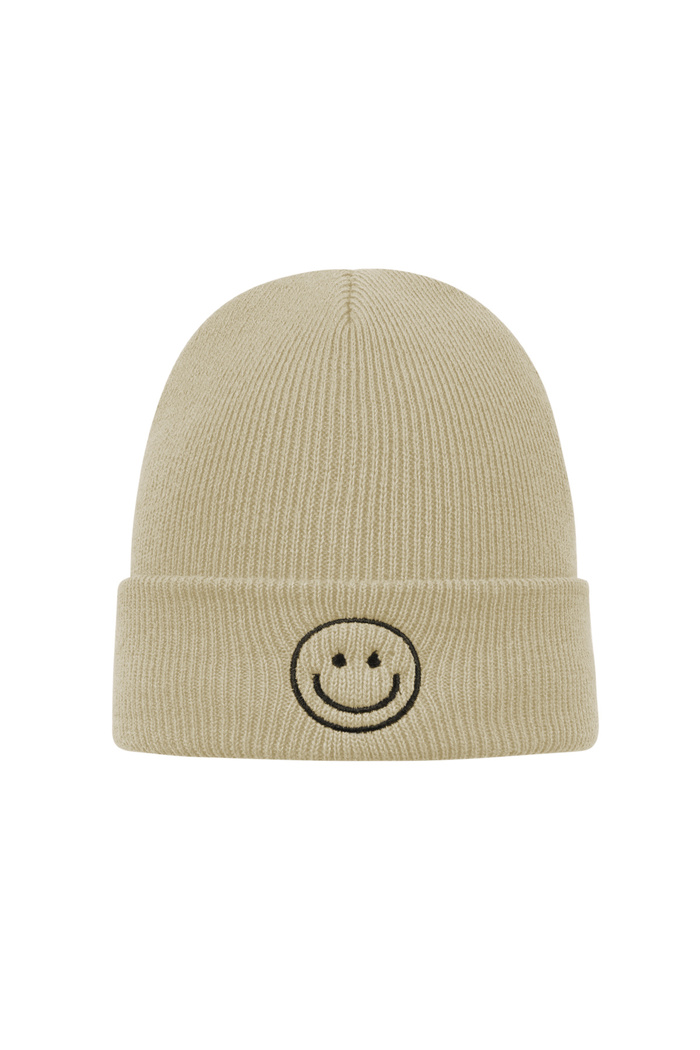 Colorful beanie with smiley - beige 