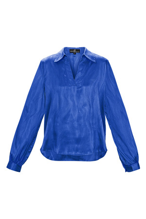 Satin blouse with print - blue h5 