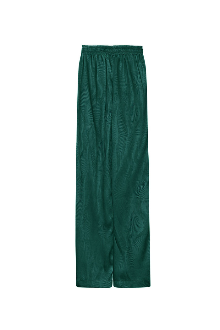 Satin trousers with print - dark green - S 