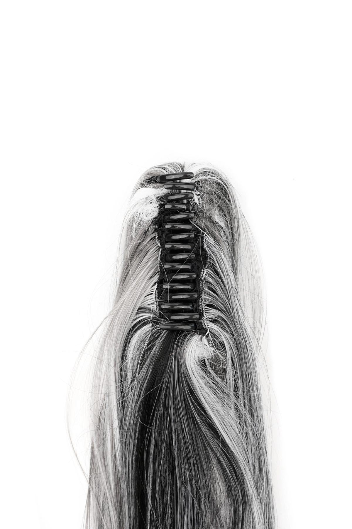 Ponytail clip in straight - black/white h5 Picture5