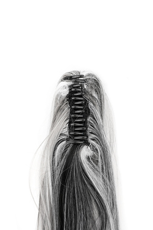 Paardenstaart clip in straight - zwart/ wit h5 Afbeelding5