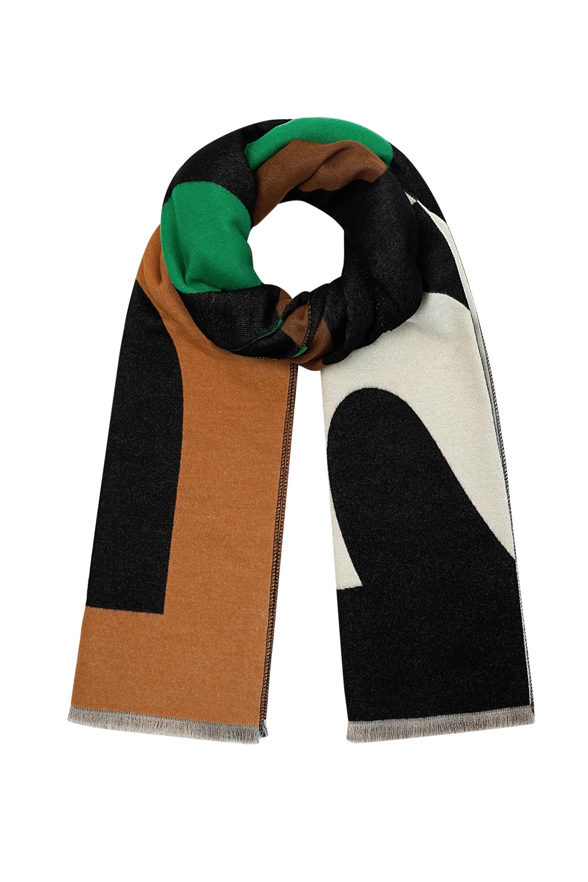 Sjaal met Paris print - groen oranje h5 