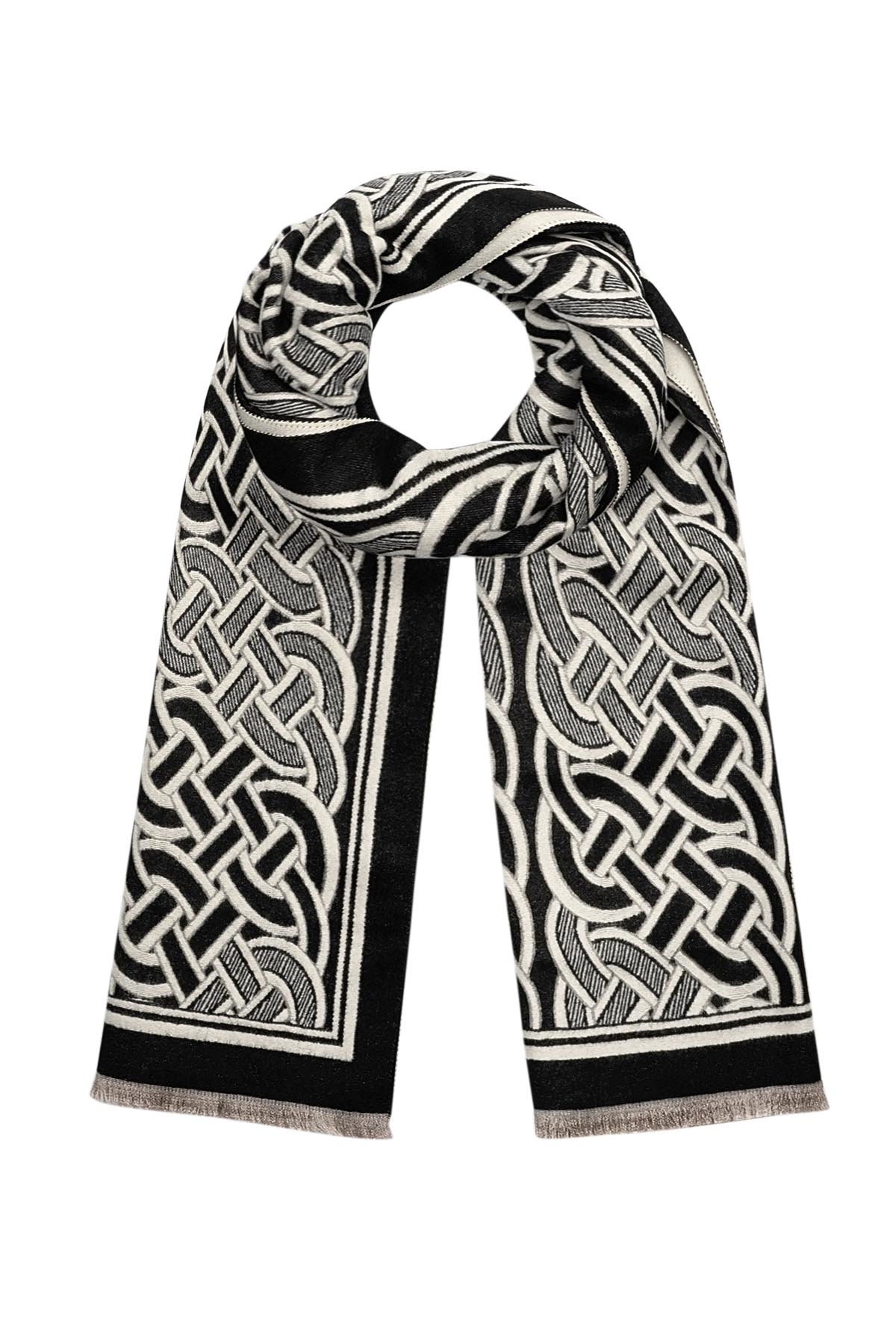Schal mit luxuriösem Aufdruck – Schwarz und Weiß