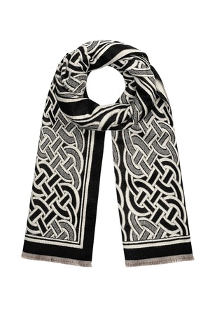 Sjaal met luxueuse print - zwart wit h5 