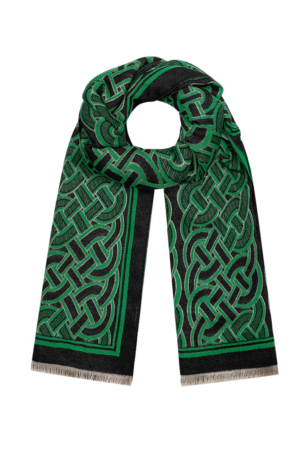 Sjaal met luxueuse print - groen h5 